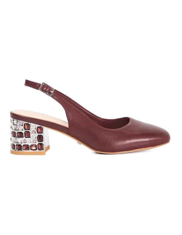 Catharine Jeweled Heel Slingback Pump in Burgundy image 1