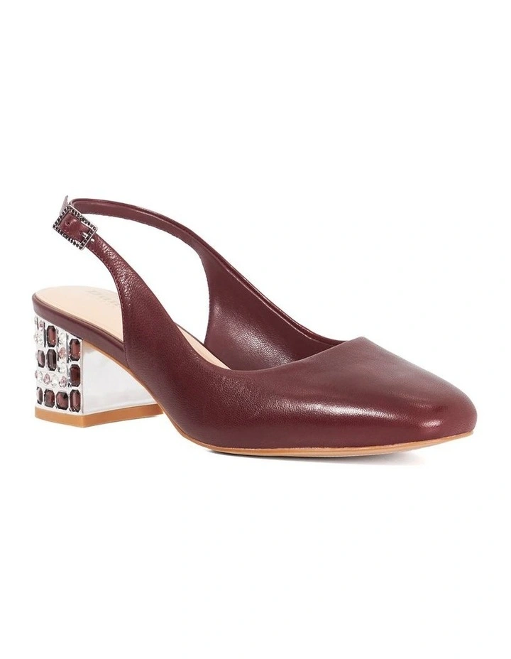 Catharine Jeweled Heel Slingback Pump in Burgundy image 2