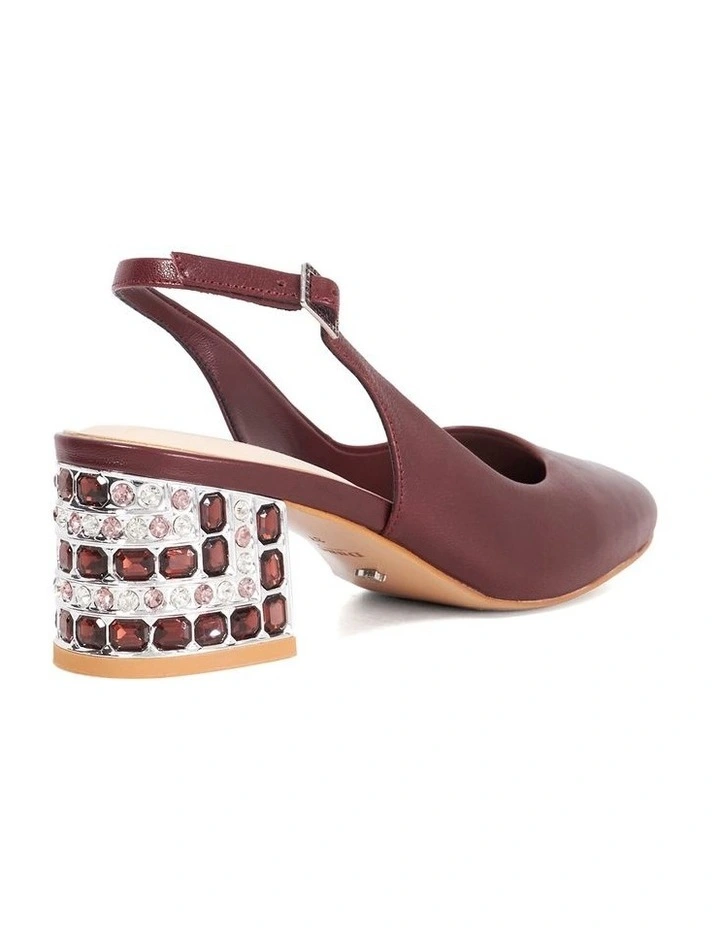 Catharine Jeweled Heel Slingback Pump in Burgundy image 4