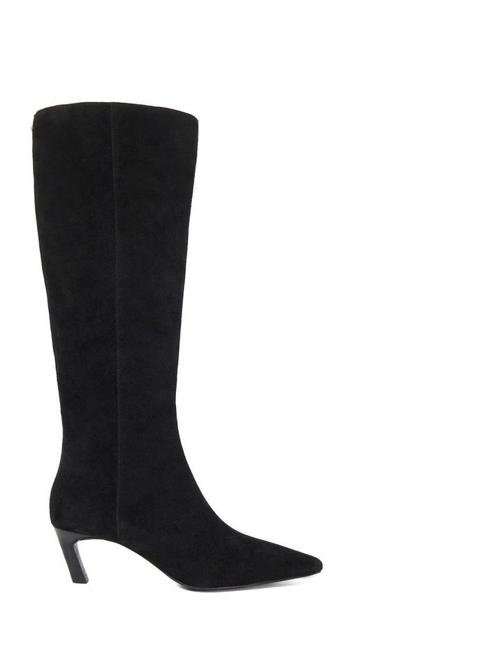 Siana Slanted Kitten Heel Boot in Black image 1