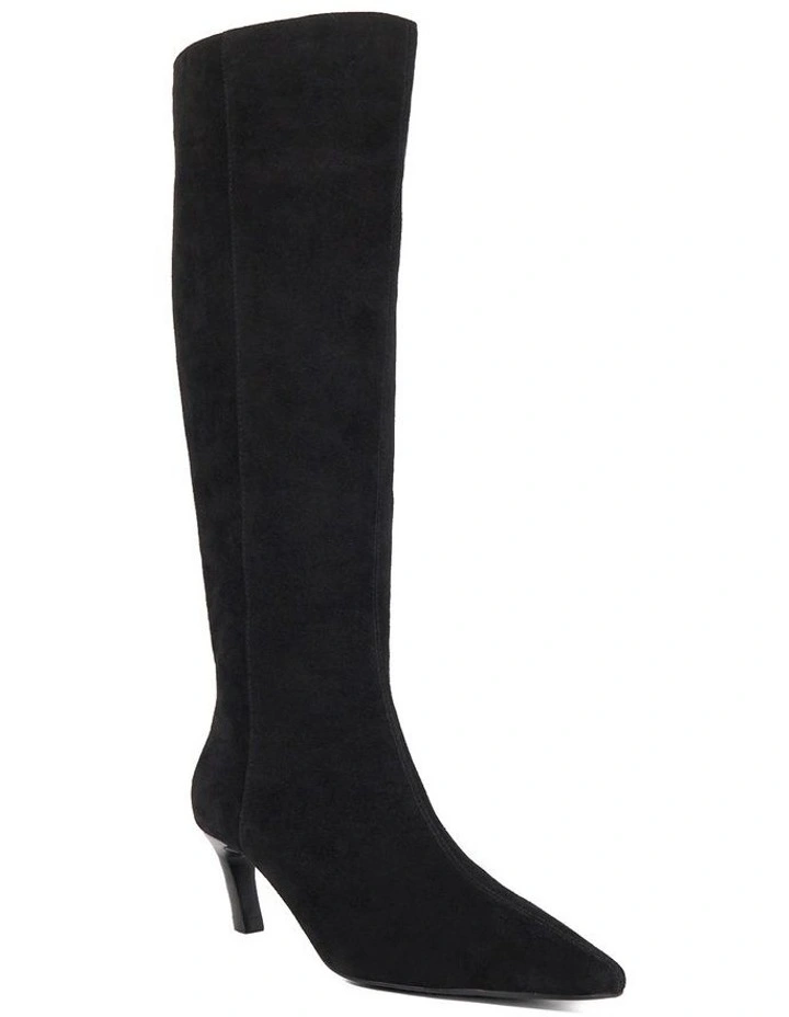 Siana Slanted Kitten Heel Boot in Black image 2