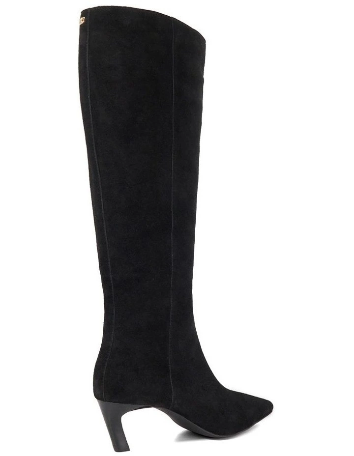 Siana Slanted Kitten Heel Boot in Black image 4