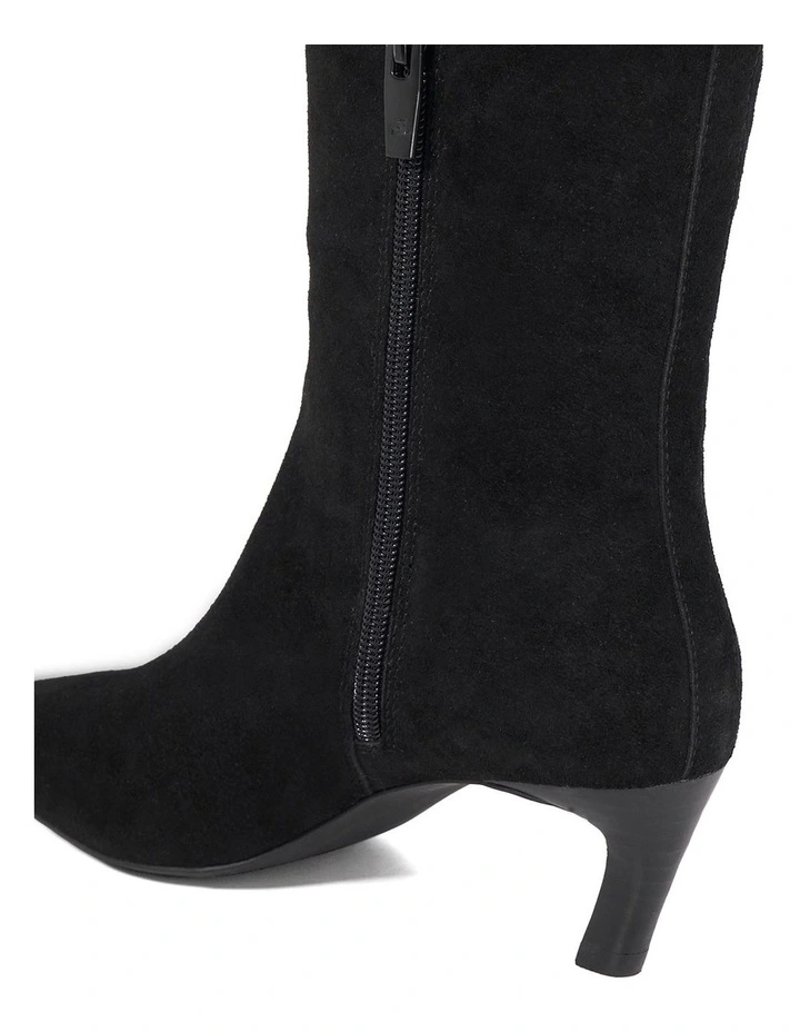 Siana Slanted Kitten Heel Boot in Black image 5