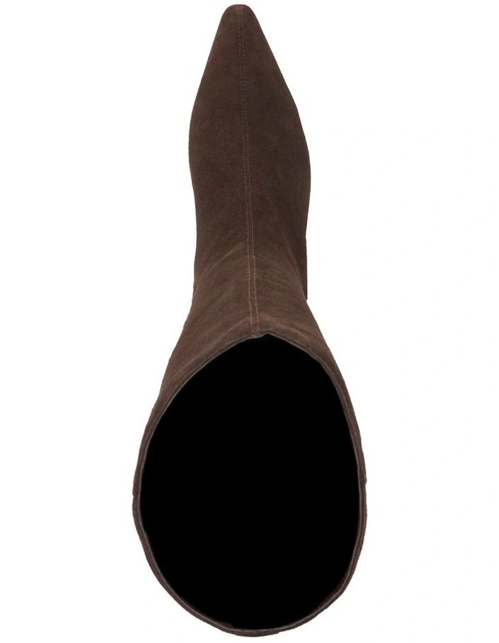 Siana Slanted Kitten Heel Boot in Brown image 3
