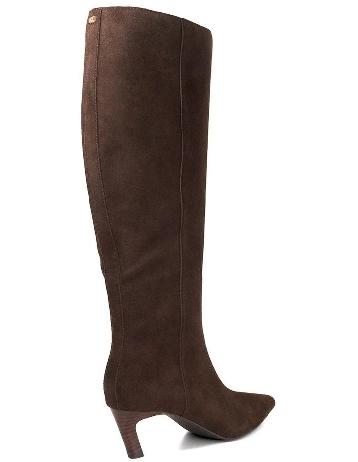 Siana Slanted Kitten Heel Boot in Brown image 4