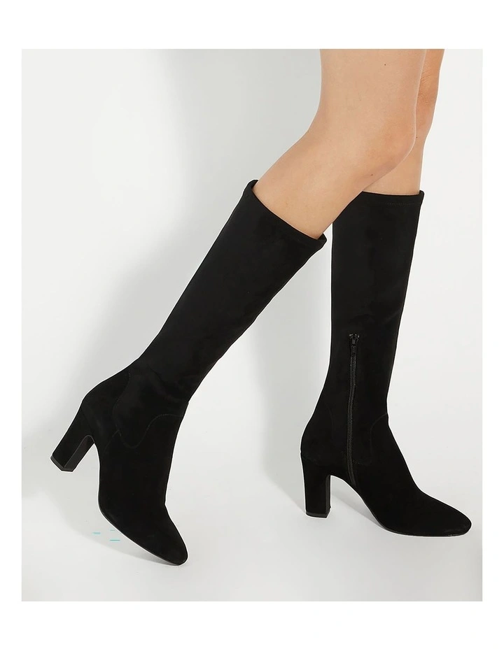 Simple Knee High Boot in Black image 2