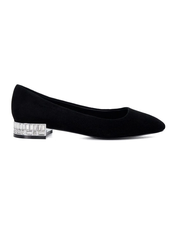 Ballerina Jeweled Flat Court Ballet in Black image 1