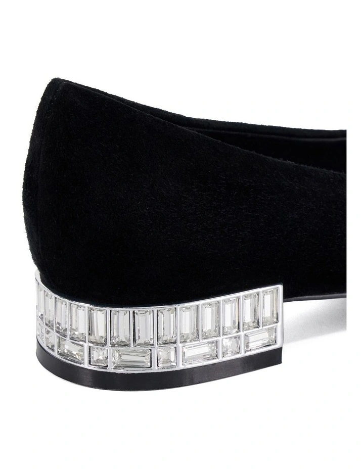 Ballerina Jeweled Flat Court Ballet in Black image 5