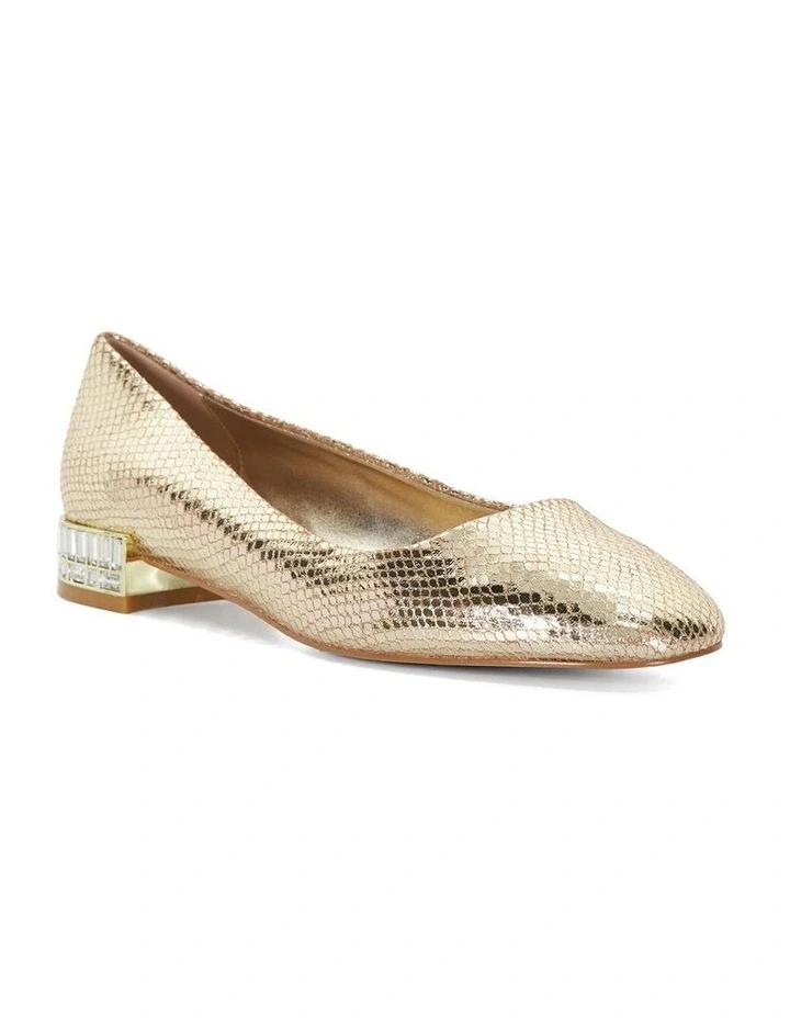 Ballerina Jeweled Flat Court Ballet in Gold image 2