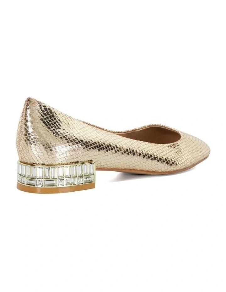 Ballerina Jeweled Flat Court Ballet in Gold image 4