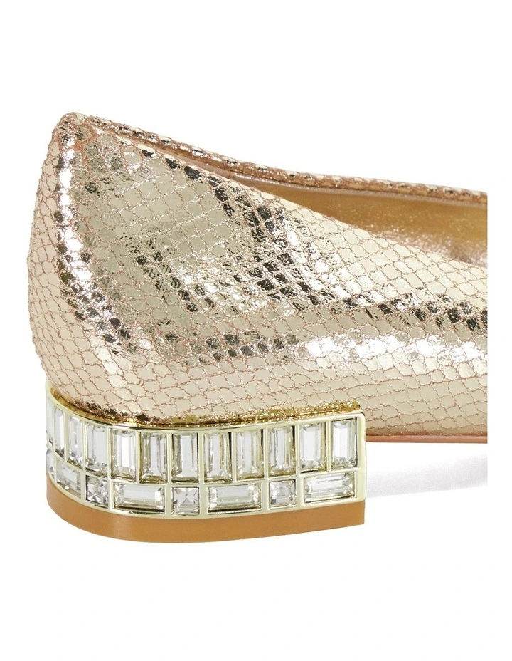 Ballerina Jeweled Flat Court Ballet in Gold image 5