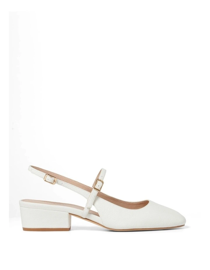 Mary Jane Slingback Low Heels in White image 1