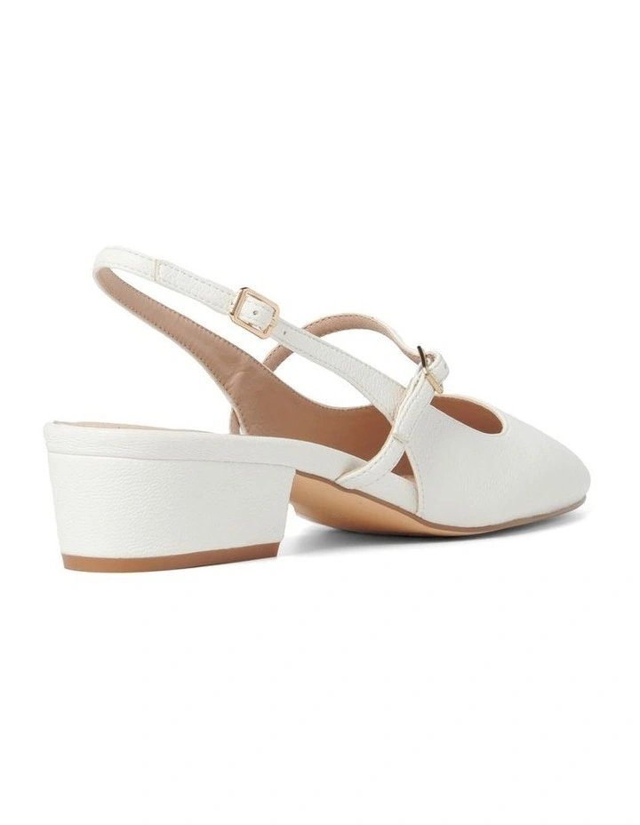 Mary Jane Slingback Low Heels in White image 3