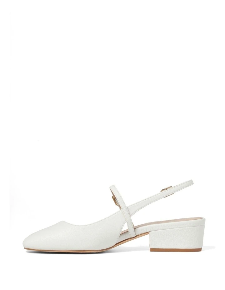 Mary Jane Slingback Low Heels in White image 4