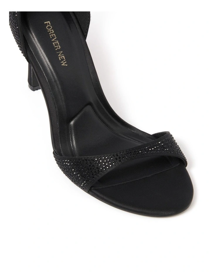 Amber Embellished Ankle Strap Heeled Sandals in Black image 2