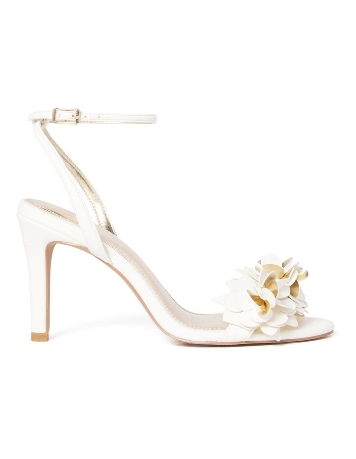 Livia Flower Trim Heels in White image 1