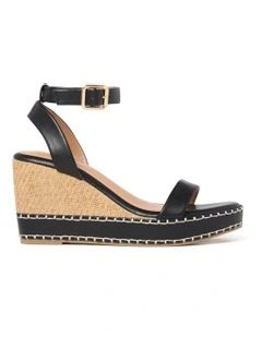 Nora Wedge Espadrille Sandals in Black