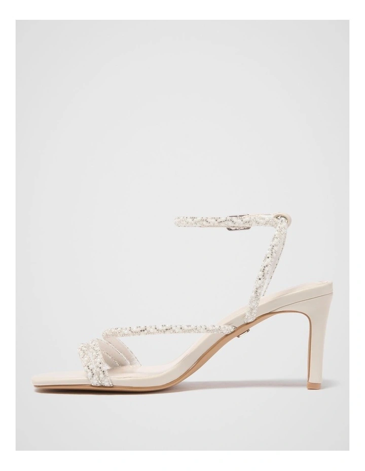 Penelope Asymmetrical Pearl Trim Heels in Cream image 3