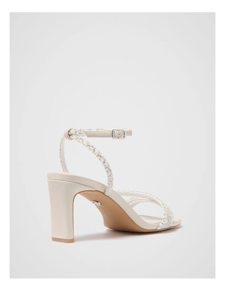 Penelope Asymmetrical Pearl Trim Heels in Cream image 4
