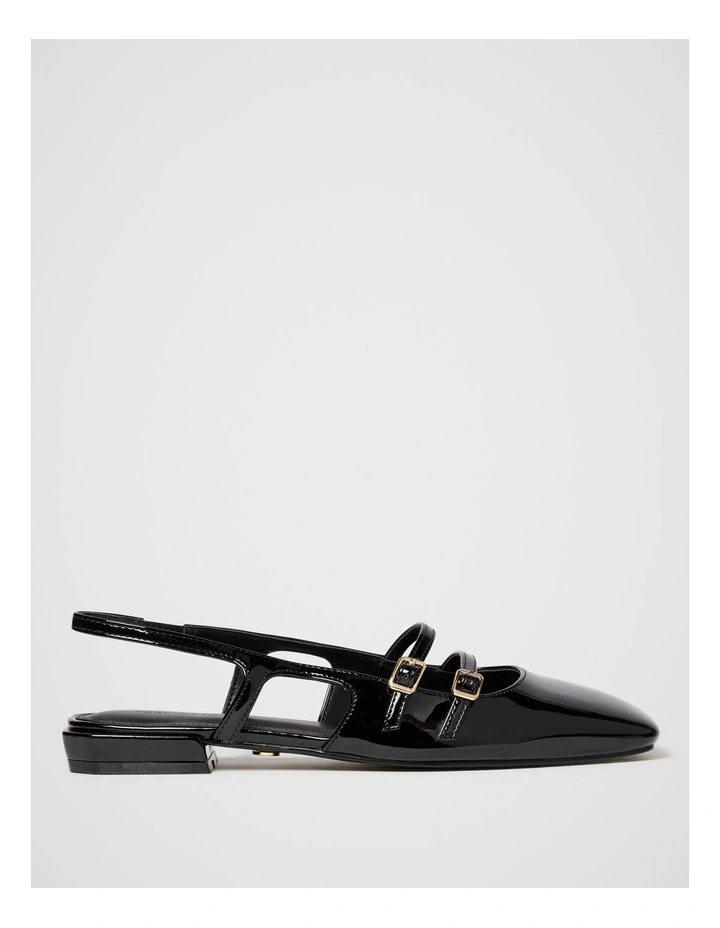 Faye Double Strap Slingback Flat in Black image 1