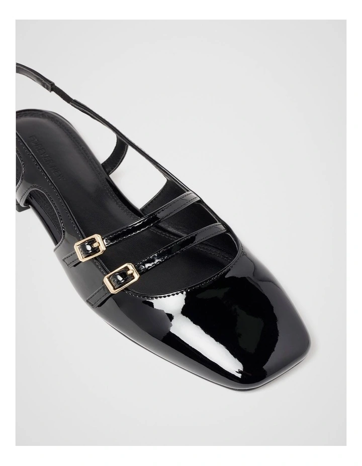 Faye Double Strap Slingback Flat in Black image 2