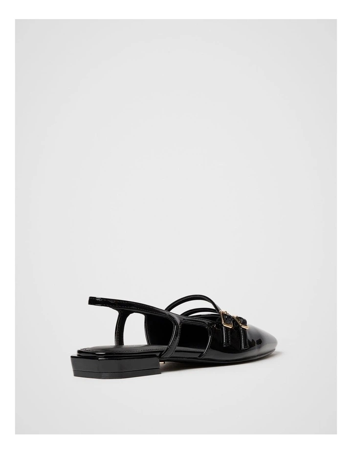 Faye Double Strap Slingback Flat in Black image 3