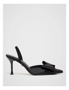 Jenna Bow Trim Slingback Shoes in Black
