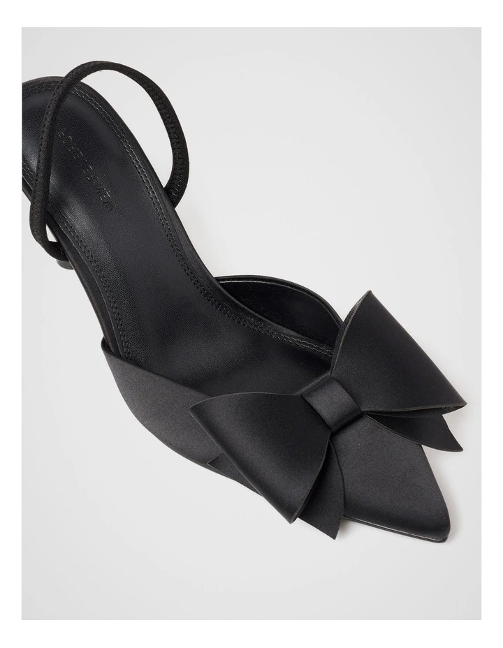 Jenna Bow Trim Slingback Shoes in Black image 2