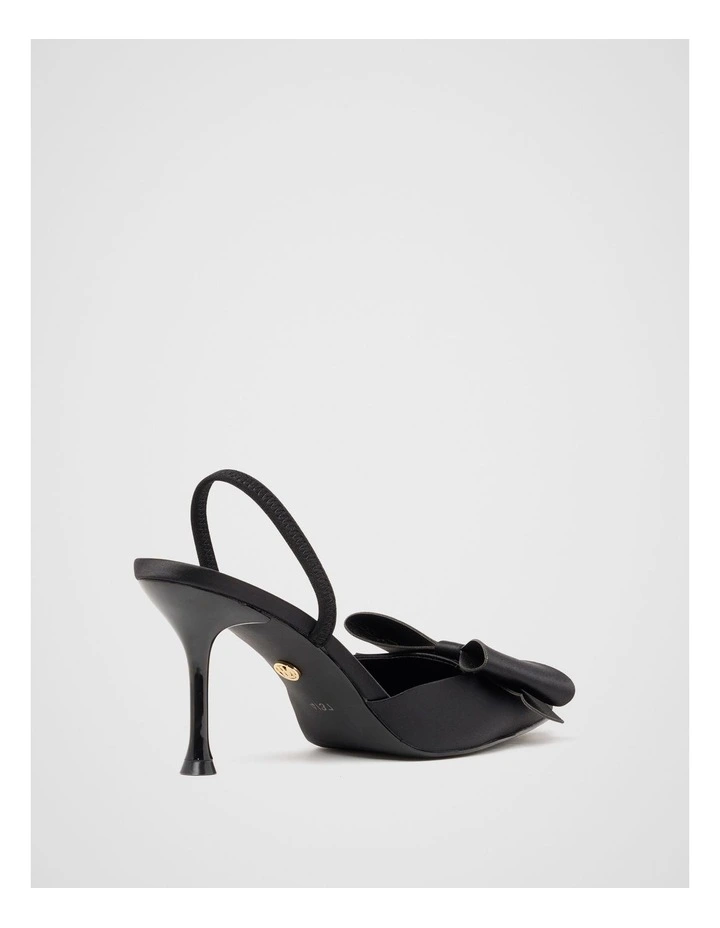 Jenna Bow Trim Slingback Shoes in Black image 3