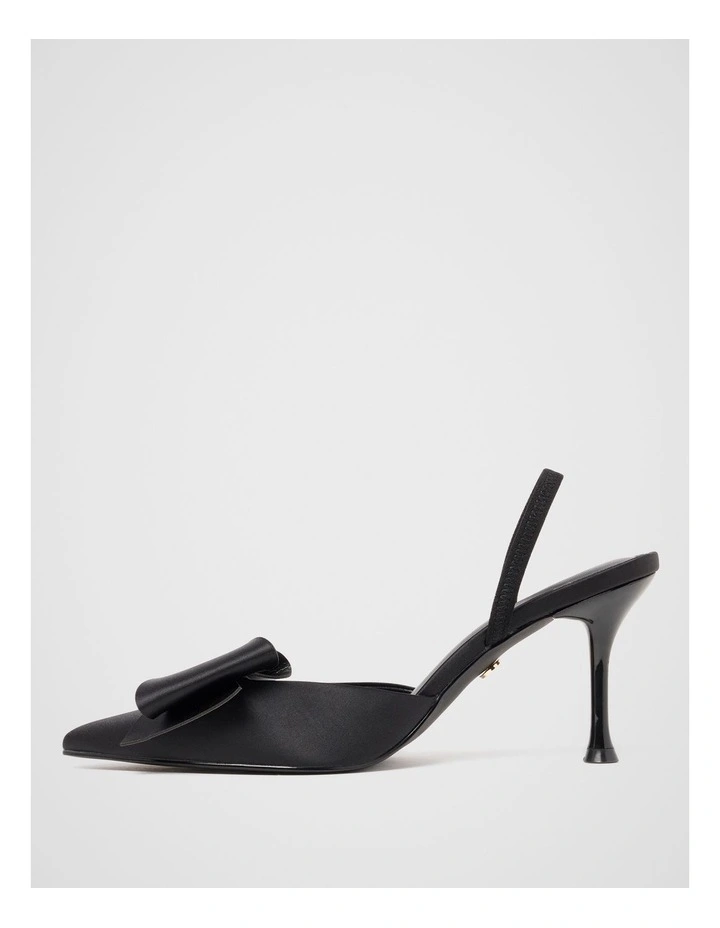 Jenna Bow Trim Slingback Shoes in Black image 4