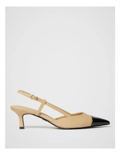 Taryn Toe Cap Slingback in Beige