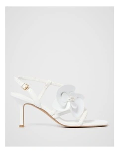 Odette Flower Trim Sandals in White