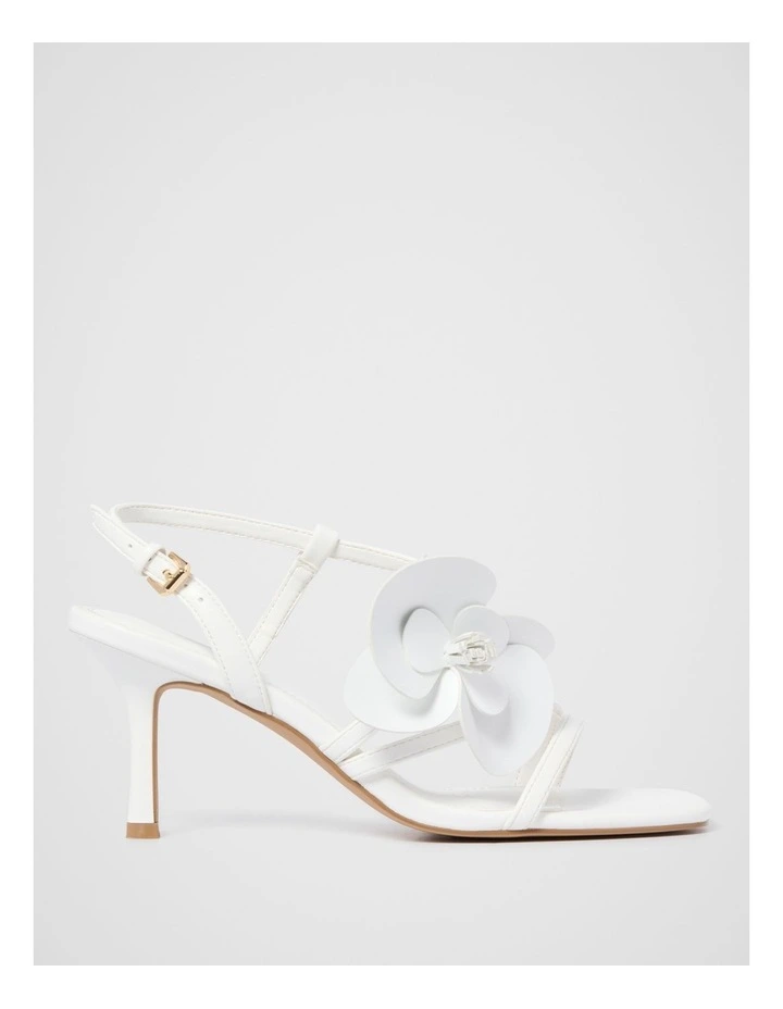 Odette Flower Trim Sandals in White image 1