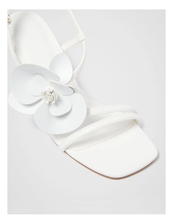 Odette Flower Trim Sandals in White image 2