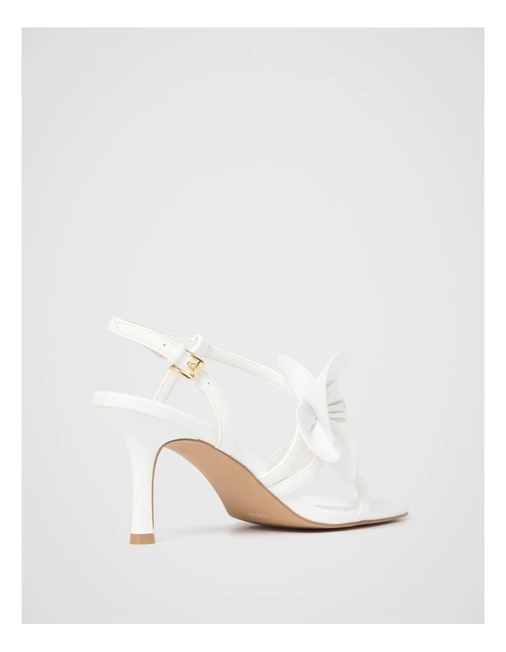 Odette Flower Trim Sandals in White image 3