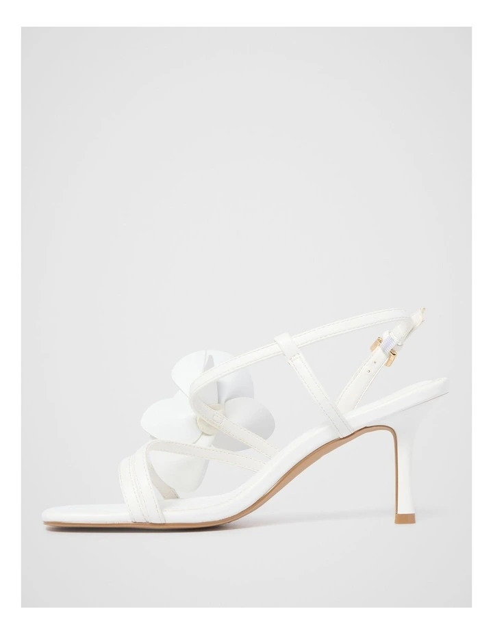 Odette Flower Trim Sandals in White image 4