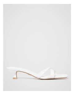 Saskia Crossover Strap Heeled Mules in White