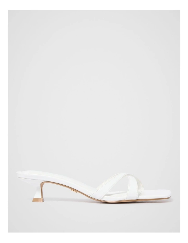 Saskia Crossover Strap Heeled Mules in White image 1