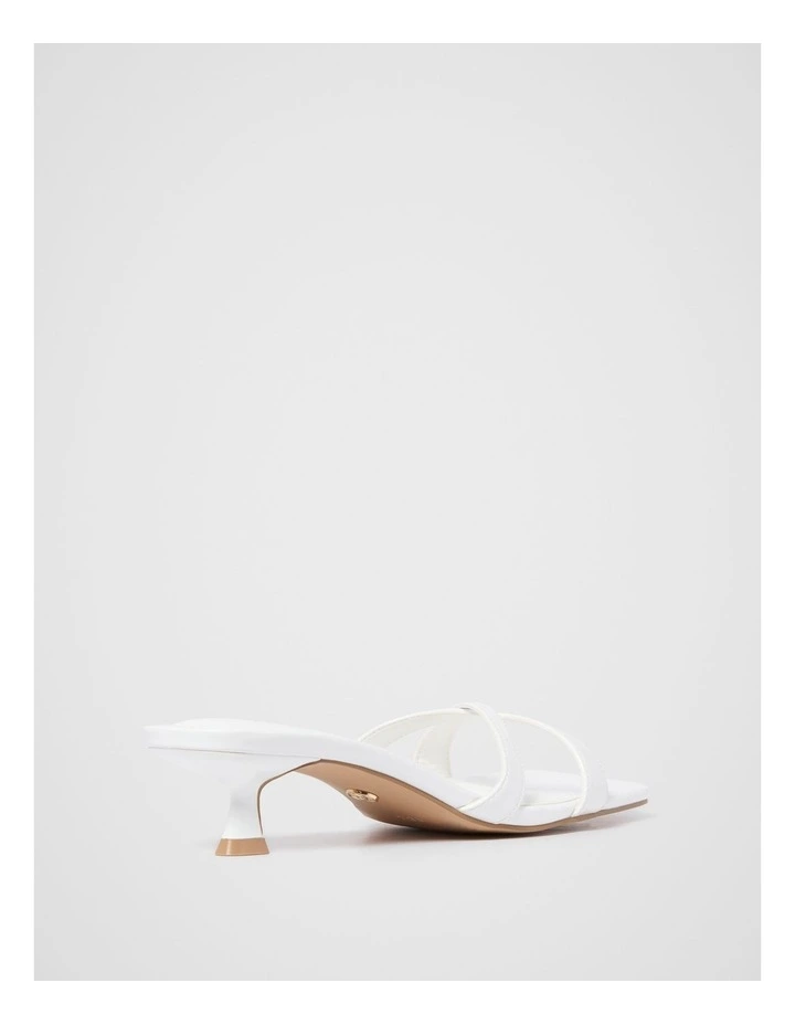 Saskia Crossover Strap Heeled Mules in White image 3
