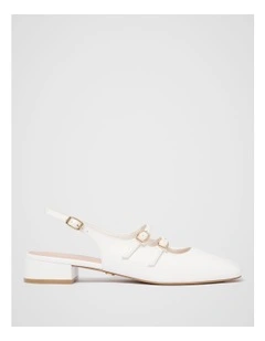 Dahlia Double Strap Mary Jane Heels in White