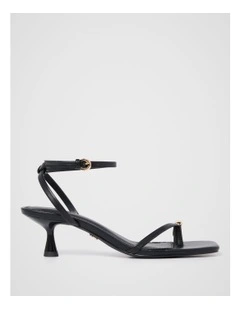 Tatiana Toe Loop Trim Strappy Sandals in Black