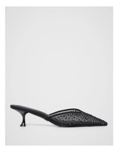 Danica Diamante Mesh Mules in Black