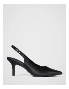 Elsie Evening Pointed Slingback Heels in Black