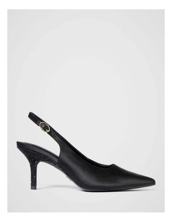 Elsie Evening Pointed Slingback Heels in Black image 1