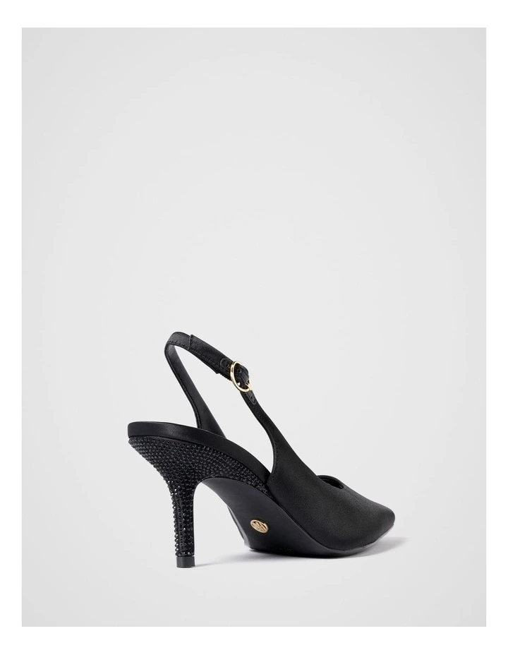 Elsie Evening Pointed Slingback Heels in Black image 3