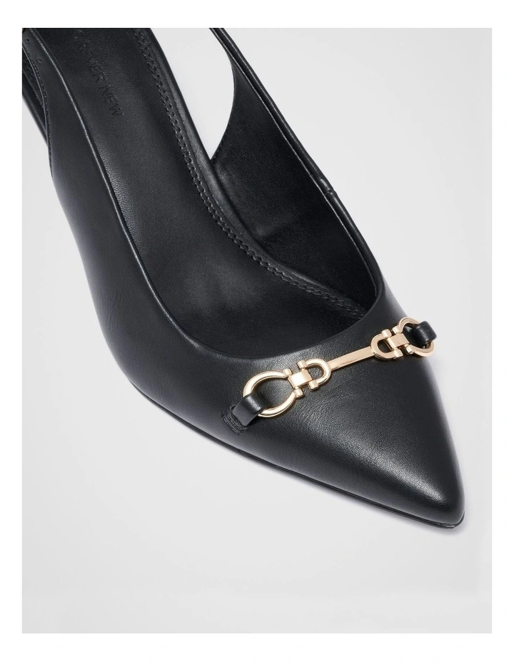 Paula Pointed Slingback Heels in Black image 2