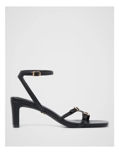 Ines Asymmetrical Strapping Detail Sandals in Black