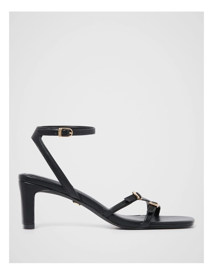 Ines Asymmetrical Strapping Detail Sandals in Black image 1