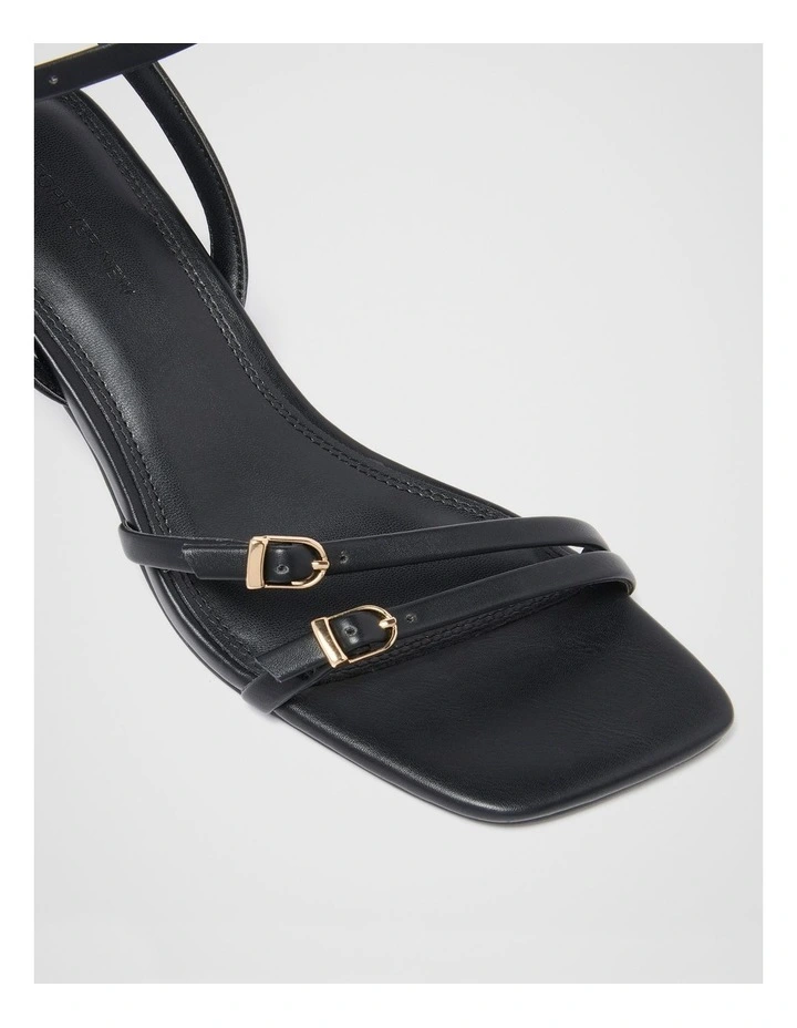 Ines Asymmetrical Strapping Detail Sandals in Black image 2
