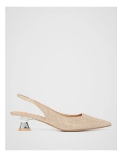 Sage Shaped Dorsay Slingback Heels in Gold